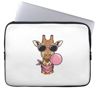Vintage Engraving Giraffe Bubblegum Vector Design_ Laptop Sleeve