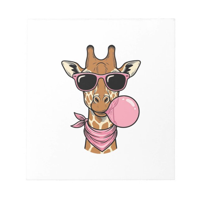 Vintage Engraving Giraffe Bubblegum Vector Design_ Notepad (Front)