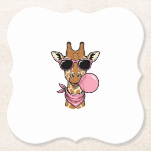 Vintage Engraving Giraffe Bubblegum Vector Design_ Paper Coaster