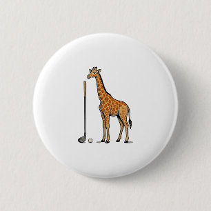 Vintage Engraving Giraffe Golf Vector T-Shirt Desi 6 Cm Round Badge