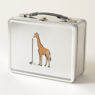 Vintage Engraving Giraffe Golf Vector T-Shirt Desi Metal Lunch Box