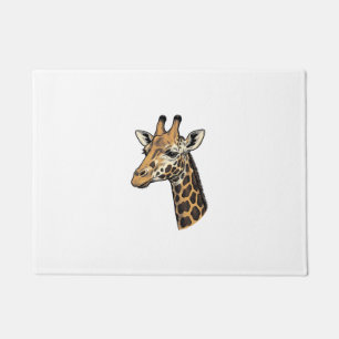 Vintage Engraving Giraffe Portrait Shirt Design (7 Doormat