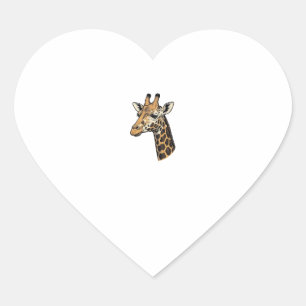 Vintage Engraving Giraffe Portrait Shirt Design (7 Heart Sticker