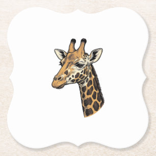 Vintage Engraving Giraffe Portrait Shirt Design (7 Paper Coaster