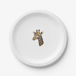 Vintage Engraving Giraffe Portrait Shirt Design (7 Paper Plate