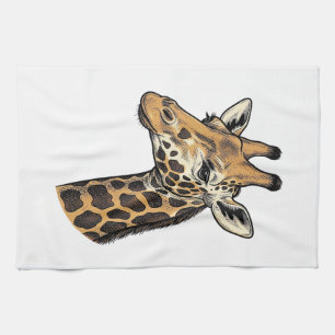 Vintage Engraving Giraffe Portrait Shirt Design (7 Tea Towel