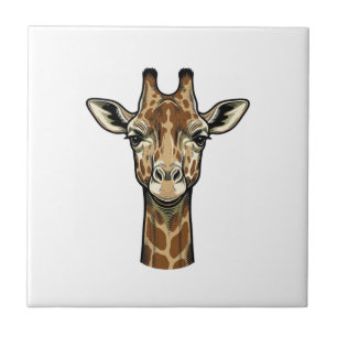 Vintage Engraving Giraffe Vector Art Design_1 Ceramic Tile
