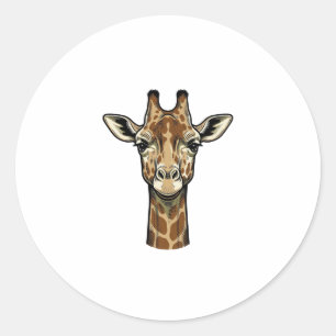Vintage Engraving Giraffe Vector Art Design_1 Classic Round Sticker