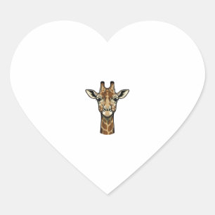 Vintage Engraving Giraffe Vector Art Design_1 Heart Sticker