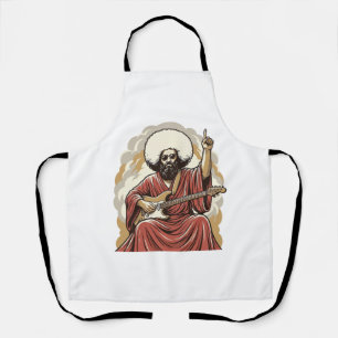 Vintage Engraving Guitarist Vector Art Shirt_1 Apron
