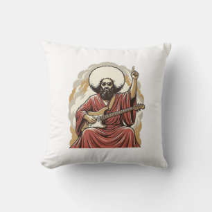 Vintage Engraving Guitarist Vector Art Shirt_1 Cushion