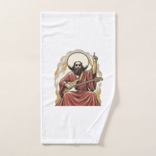 Vintage Engraving Guitarist Vector Art Shirt_1 Hand Towel