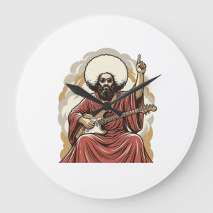 Vintage Engraving Guitarist Vector Art Shirt_1 Large Clock