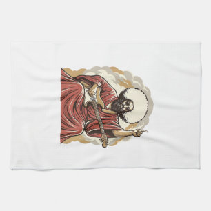 Vintage Engraving Guitarist Vector Art Shirt_1 Tea Towel