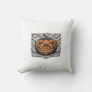 Vintage Engraving Halloween Pumpkin Shirt Design_1 Cushion