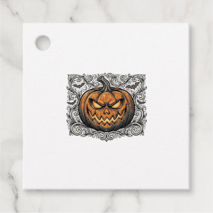Vintage Engraving Halloween Pumpkin Shirt Design_1 Favour Tags