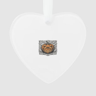 Vintage Engraving Halloween Pumpkin Shirt Design_1 Ornament