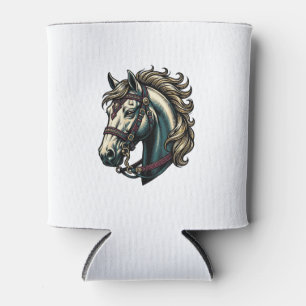 Vintage Engraving Horse Head Vector Can Cooler