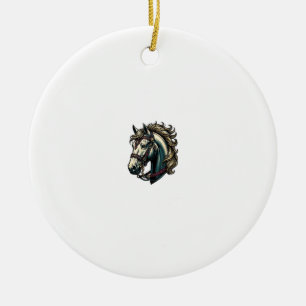 Vintage Engraving Horse Head Vector Ceramic Ornament