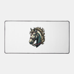 Vintage Engraving Horse Head Vector Desk Mat