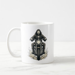 Vintage Engraving Motorcycle Rider Vector Design_1 Coffee Mug