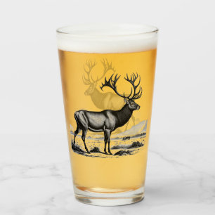 Vintage Engraving of a Caribou Glass