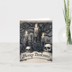 Vintage Engraving of a Gothic Christmas Scene Holiday Card