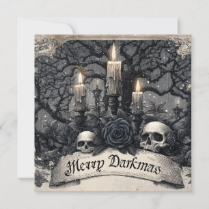 Vintage Engraving of a Gothic Christmas Scene Holiday Card