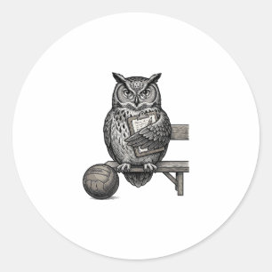 Vintage Engraving Owl Soccer Coach Shirt Design_1 Classic Round Sticker