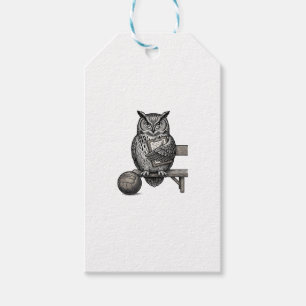 Vintage Engraving Owl Soccer Coach Shirt Design_1 Gift Tags