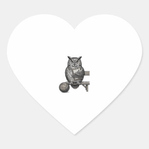 Vintage Engraving Owl Soccer Coach Shirt Design_1 Heart Sticker