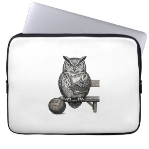 Vintage Engraving Owl Soccer Coach Shirt Design_1 Laptop Sleeve