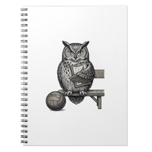 Vintage Engraving Owl Soccer Coach Shirt Design_1 Notebook