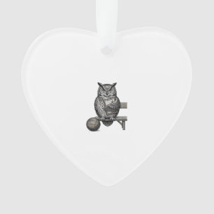 Vintage Engraving Owl Soccer Coach Shirt Design_1 Ornament