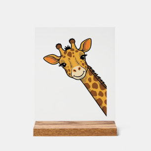 Vintage Engraving Peeking Giraffe Shirt Design_1 Acrylic Sign