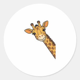 Vintage Engraving Peeking Giraffe Shirt Design_1 Classic Round Sticker