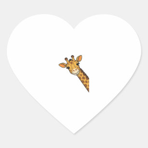 Vintage Engraving Peeking Giraffe Shirt Design_1 Heart Sticker