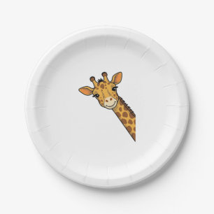 Vintage Engraving Peeking Giraffe Shirt Design_1 Paper Plate