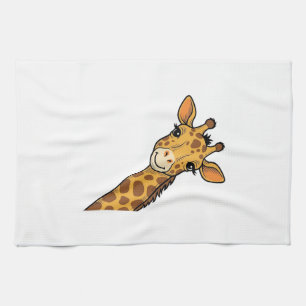 Vintage Engraving Peeking Giraffe Shirt Design_1 Tea Towel