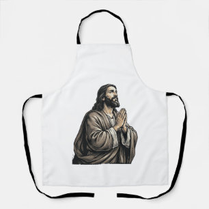Vintage Engraving Praying Man Religious Shirt Desi Apron