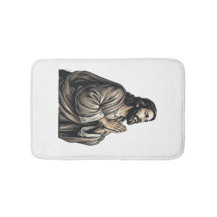 Vintage Engraving Praying Man Religious Shirt Desi Bath Mat
