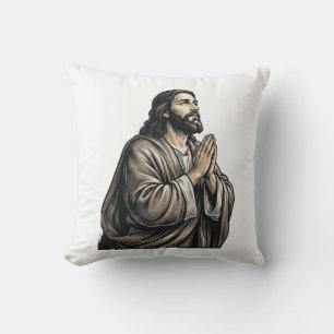 Vintage Engraving Praying Man Religious Shirt Desi Cushion