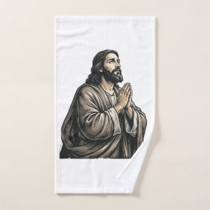 Vintage Engraving Praying Man Religious Shirt Desi Hand Towel