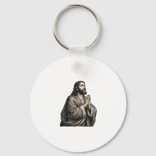 Vintage Engraving Praying Man Religious Shirt Desi Key Ring