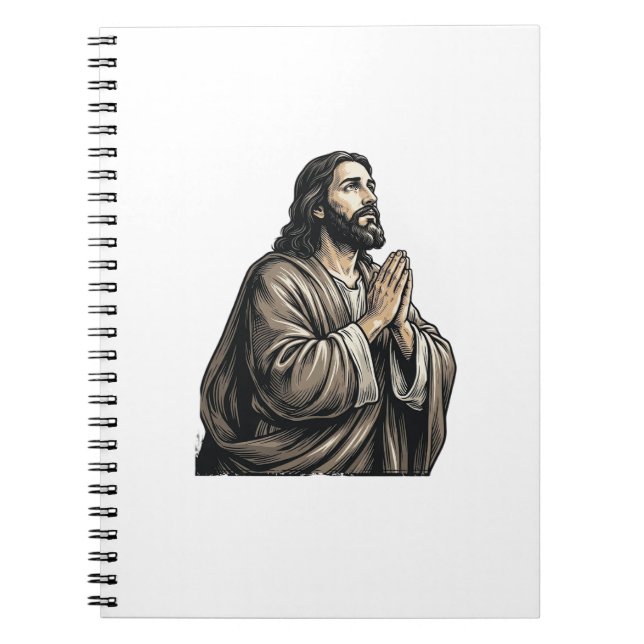 Vintage Engraving Praying Man Religious Shirt Desi Notebook (Front)