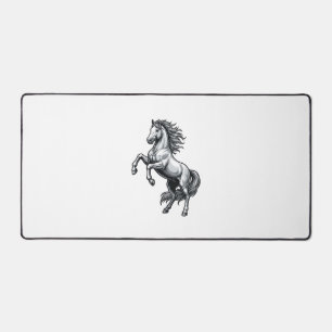Vintage Engraving Rearing Horse Vector Design_1 Desk Mat