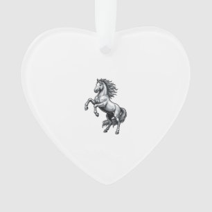 Vintage Engraving Rearing Horse Vector Design_1 Ornament