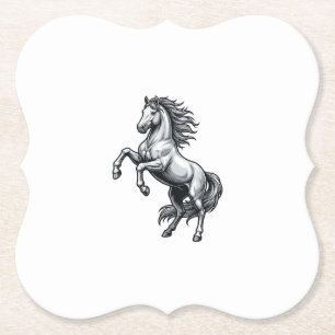 Vintage Engraving Rearing Horse Vector Design_1 Paper Coaster
