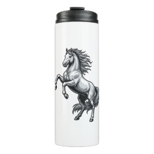 Vintage Engraving Rearing Horse Vector Design_1 Thermal Tumbler