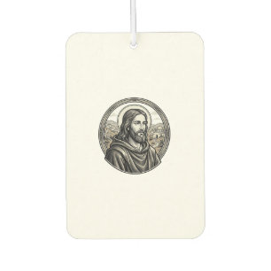Vintage Engraving Religious Portrait Shirt Car Air Freshener
